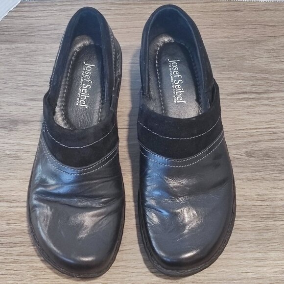 Josef Seibel Clogs size EU 40, US 9.5 Black Leather Slip On Comfort Chunky Mule - Picture 4 of 14